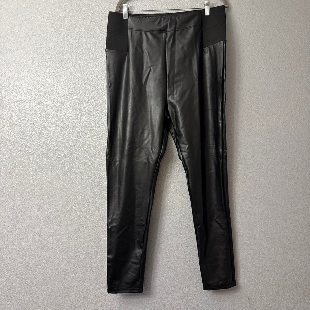 A New Day Women's Faix Leather Black Leggings